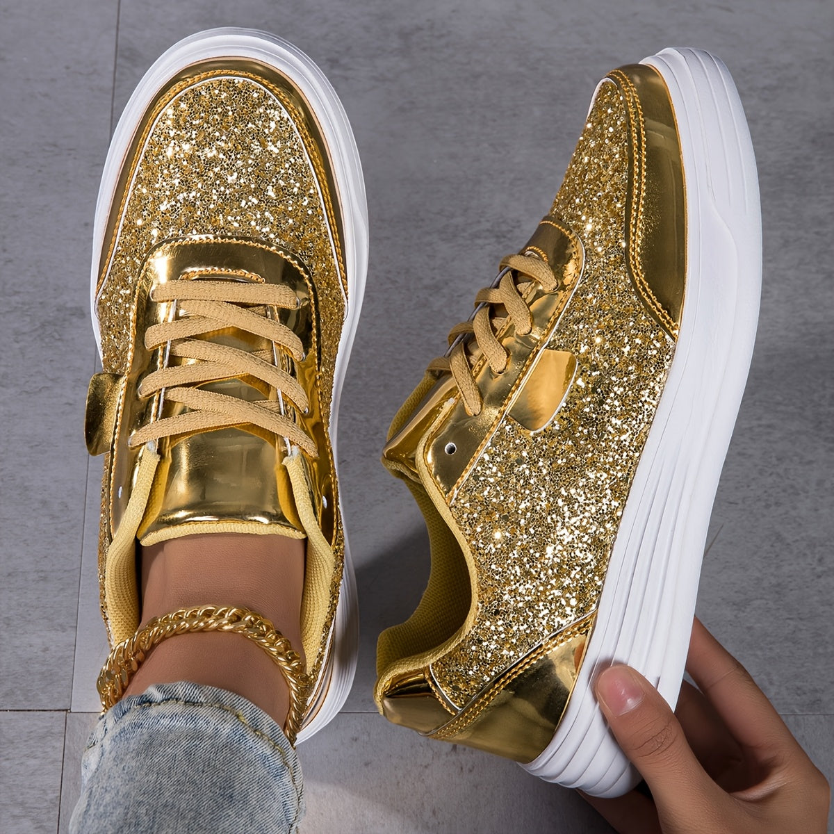 Women's Running Shoes – Breathable for Active Days – Golden Lace – main product image