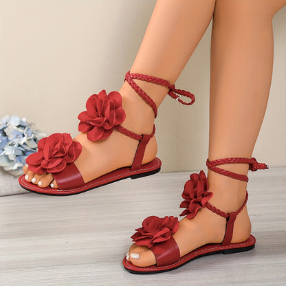 Women's Sandals – Comfort Fit for Everyday Wear – Floral – Red option – view 3