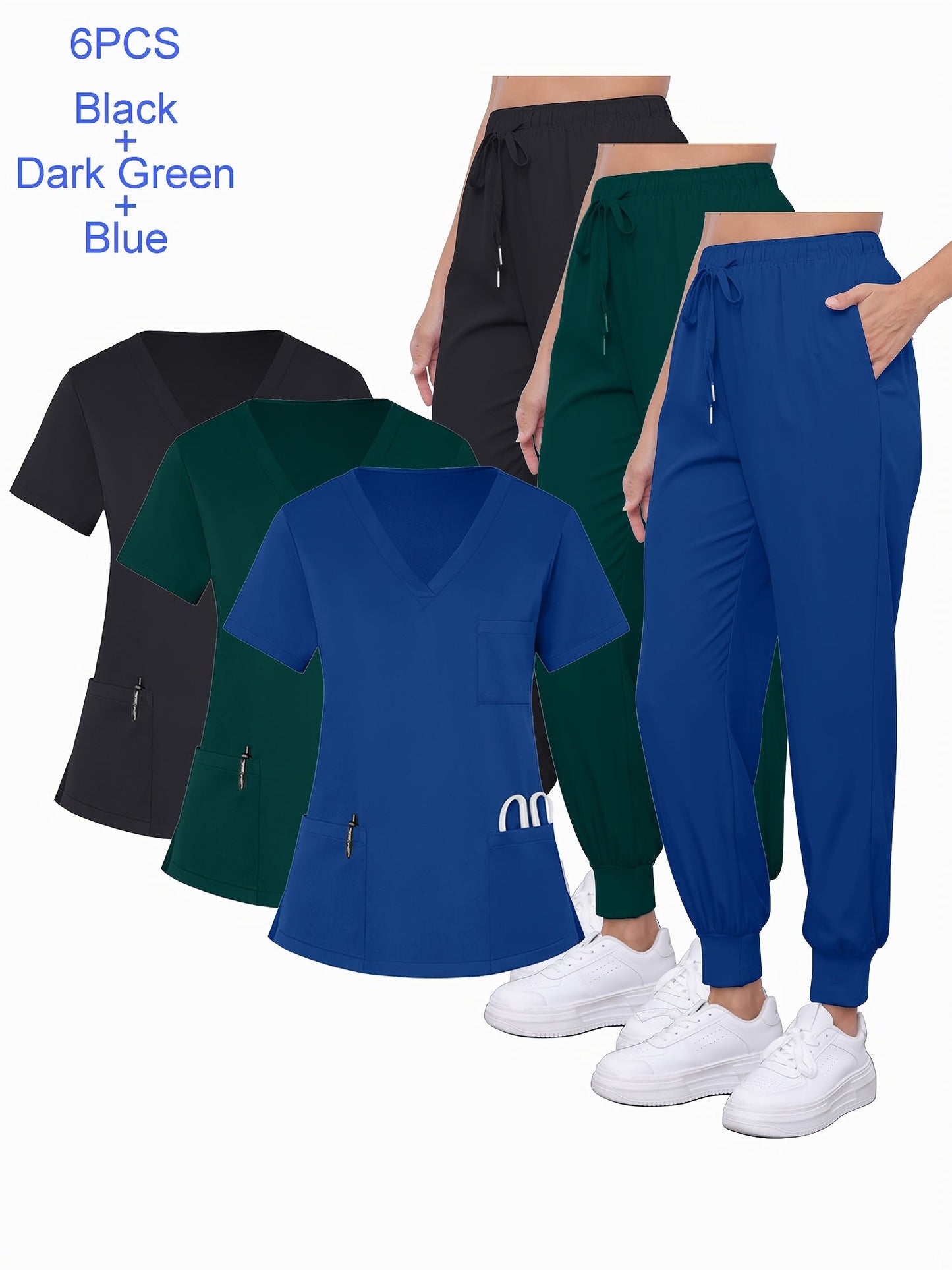 Women's Scrub Set - Pocket Detail – Burgundy / Blue – main product image