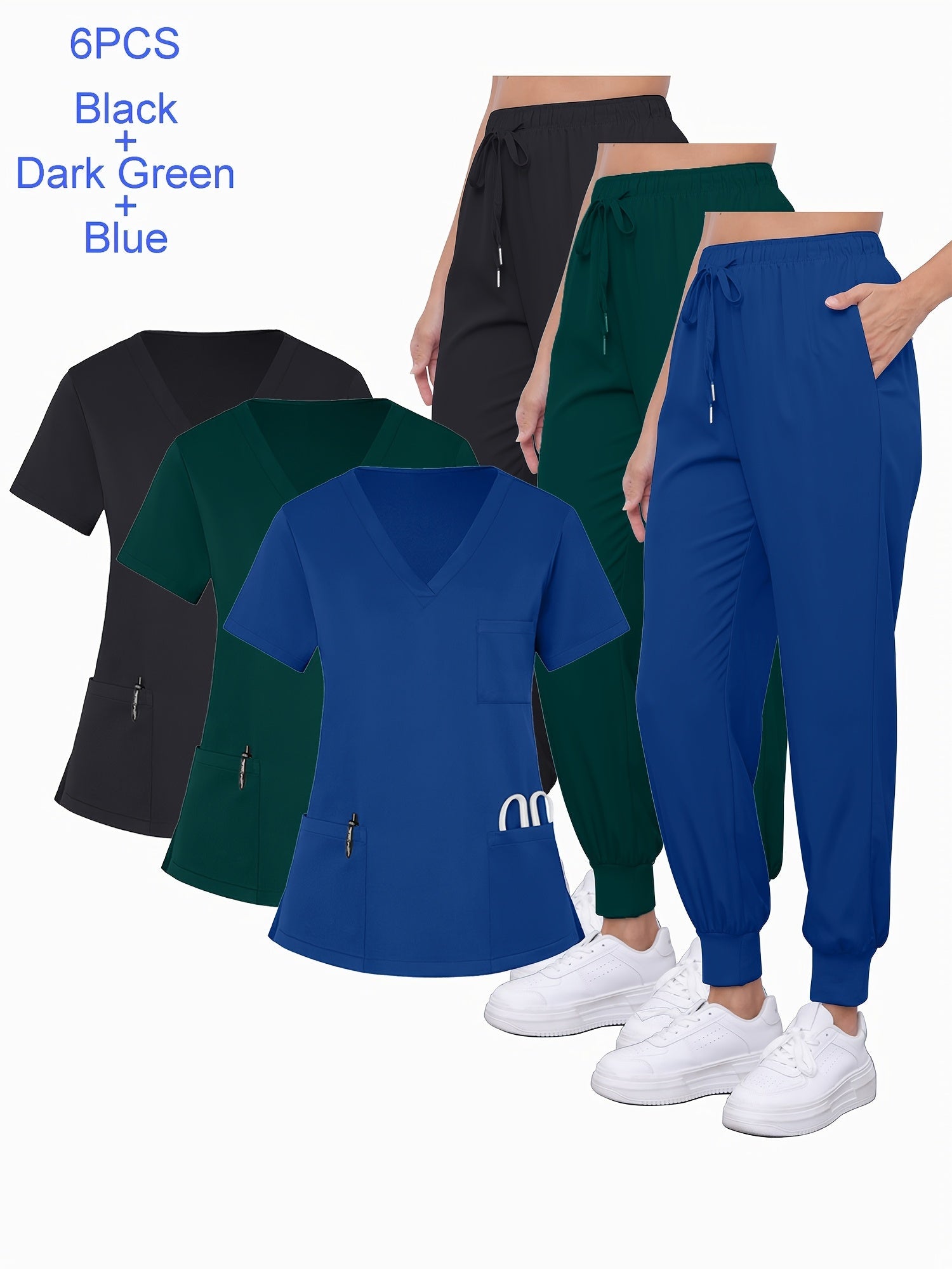 Women's Scrub Set - Pocket Detail – Burgundy / Blue – main product image