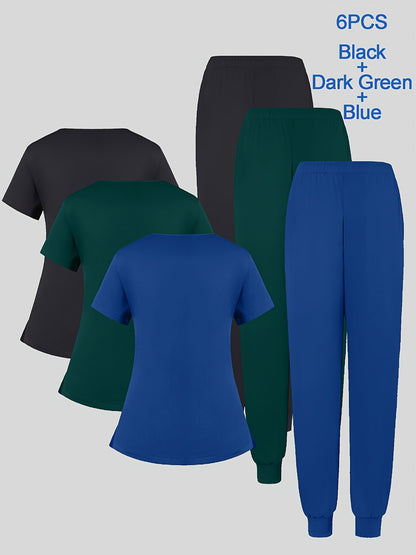 Women's Scrub Set - Pocket Detail – Burgundy / Blue detail view