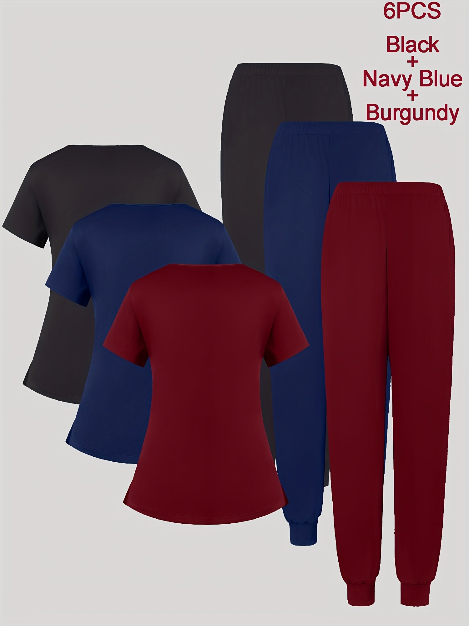 Women's Scrub Set - Pocket Detail – Burgundy / Blue detail view
