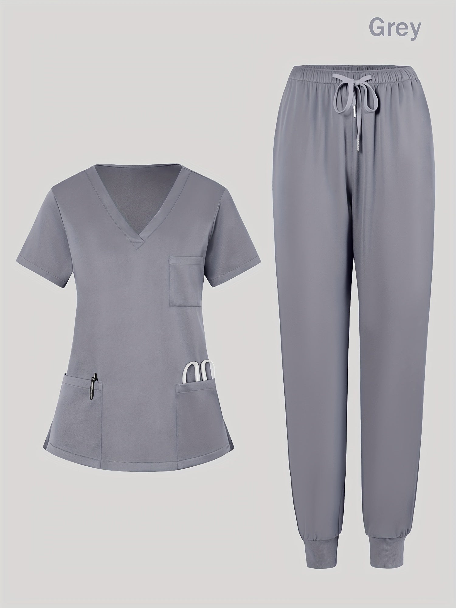 Women's Scrub Set - Pocket Detail – Burgundy / Blue detail view