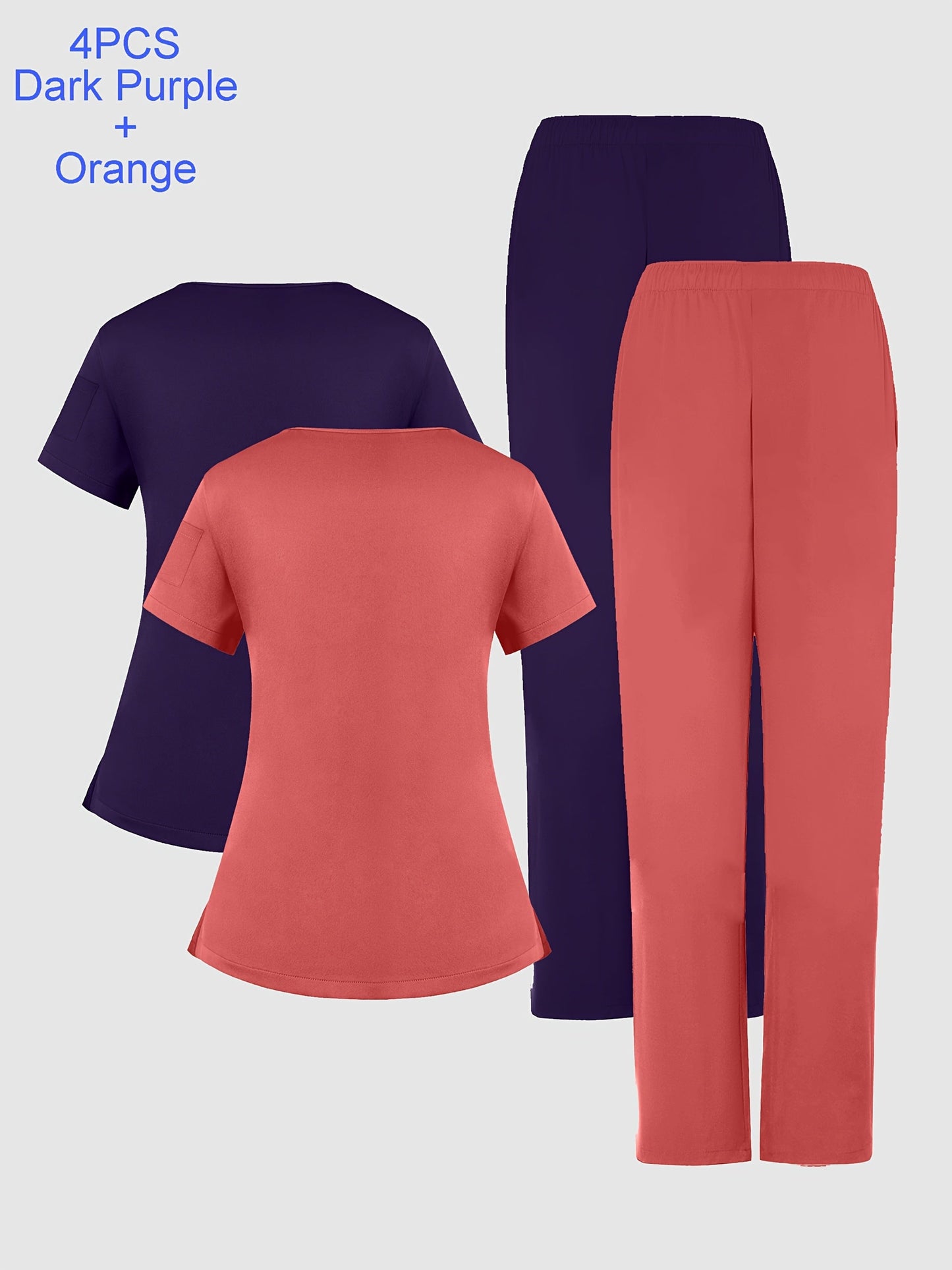 Women's Scrub Set - Pocket Detail – Orange-Red / Pink detail view