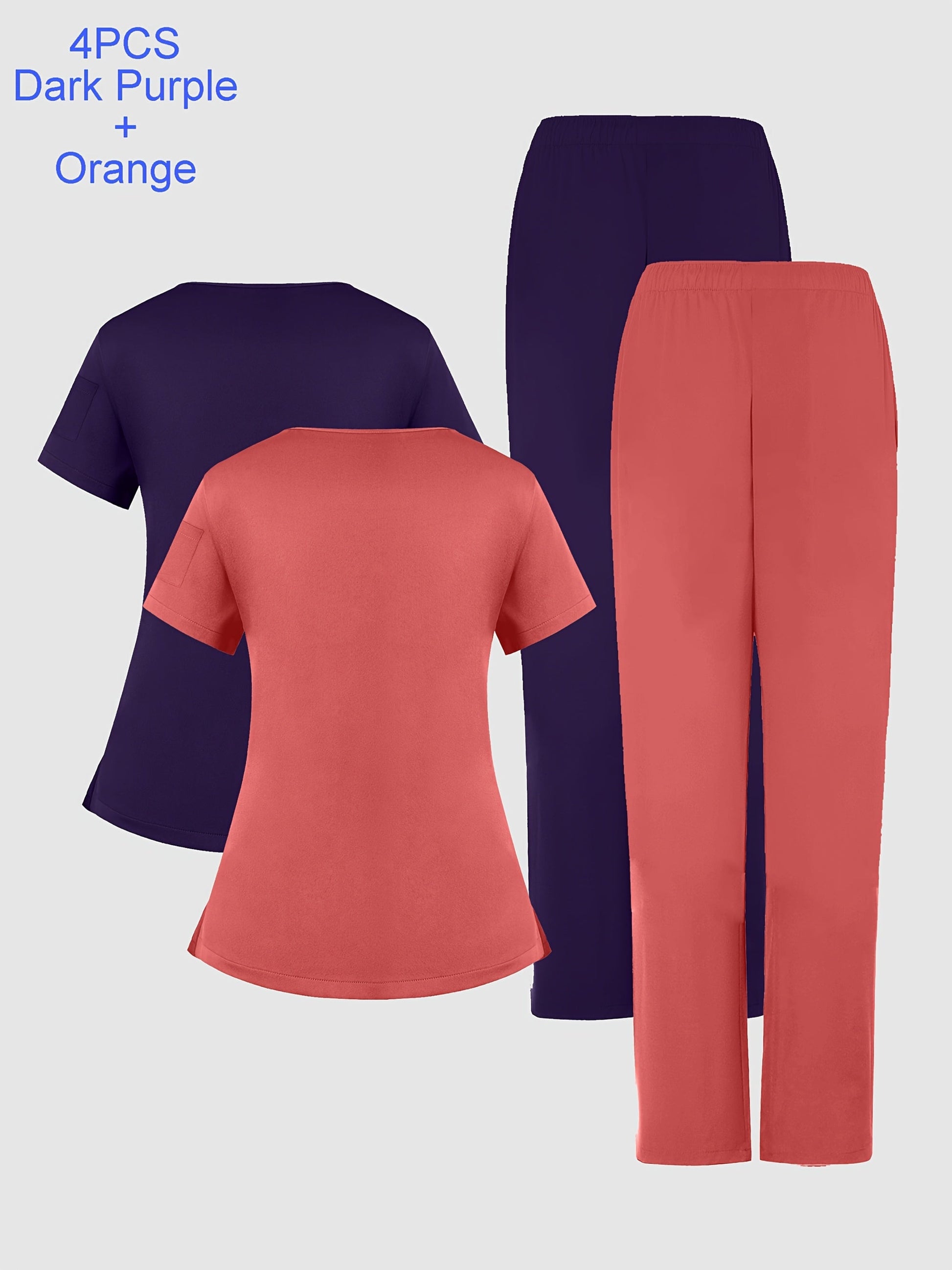 Women's Scrub Set - Pocket Detail – Orange-Red / Pink detail view