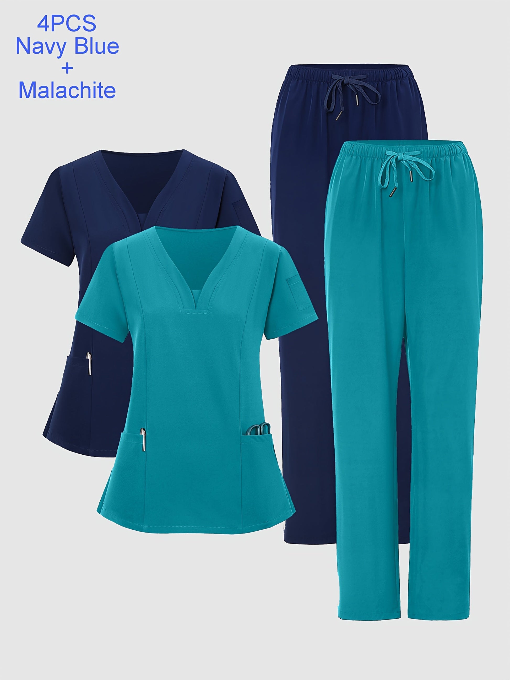 Women's Scrub Set - Pocket Detail – Orange-Red / Pink detail view
