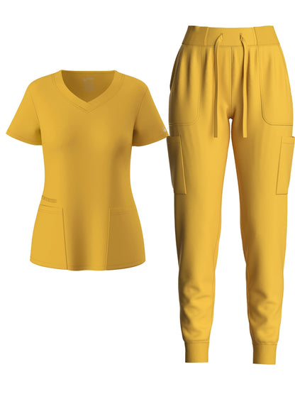 Women's Scrub Set - Solid Color Workwear Look 7109 detail view