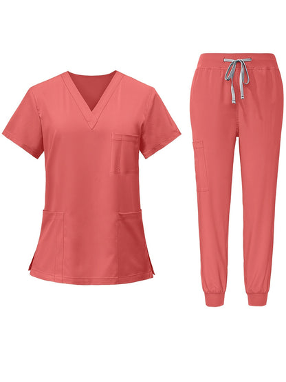 Women's Scrub Set - Solid Color Workwear Matching Outfit – view 8