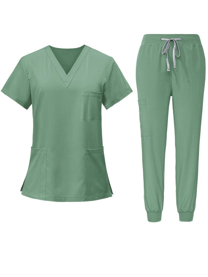 Women's Scrub Set - Solid Color Workwear Matching Outfit – Black option – view 2