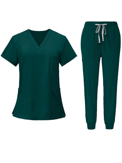 Women's Scrub Set - Solid Color Workwear Matching Outfit – Black option – view 6
