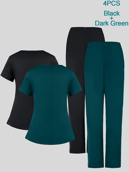 Women's Scrub Set - Stretch Comfort – Blue / Navy Color detail view
