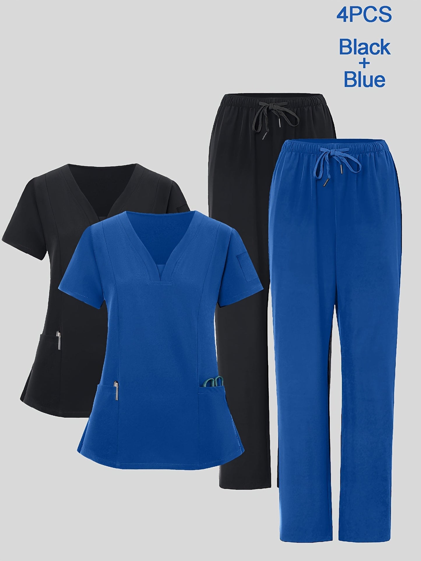 Women's Scrub Set - Stretch Comfort – Blue / Navy Color – Blue option – view 3