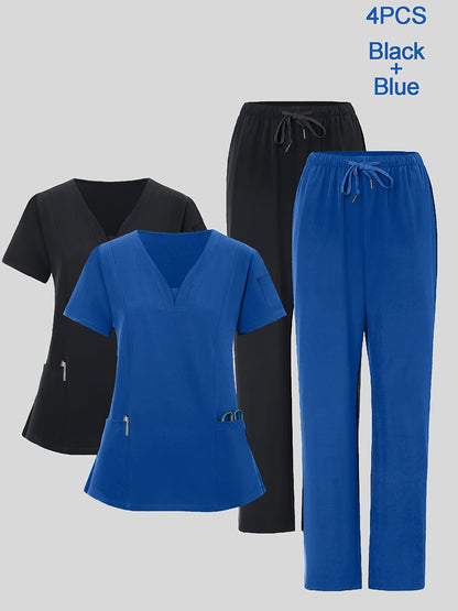 Women's Scrub Set - Stretch Comfort – Blue / Navy Color – Blue option – view 3