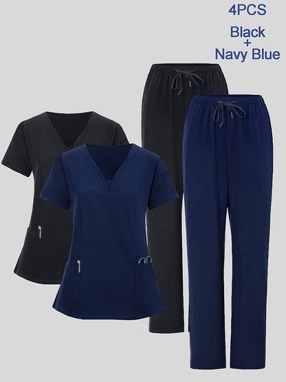 Women's Scrub Set - Stretch Comfort – Blue / Navy Color – Blue option – view 4