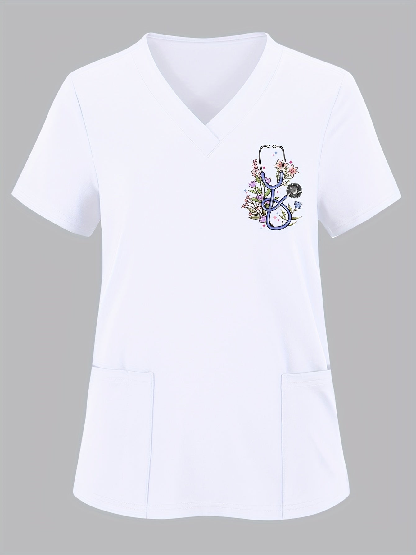 Women's Scrub Top - Floral Print detail view