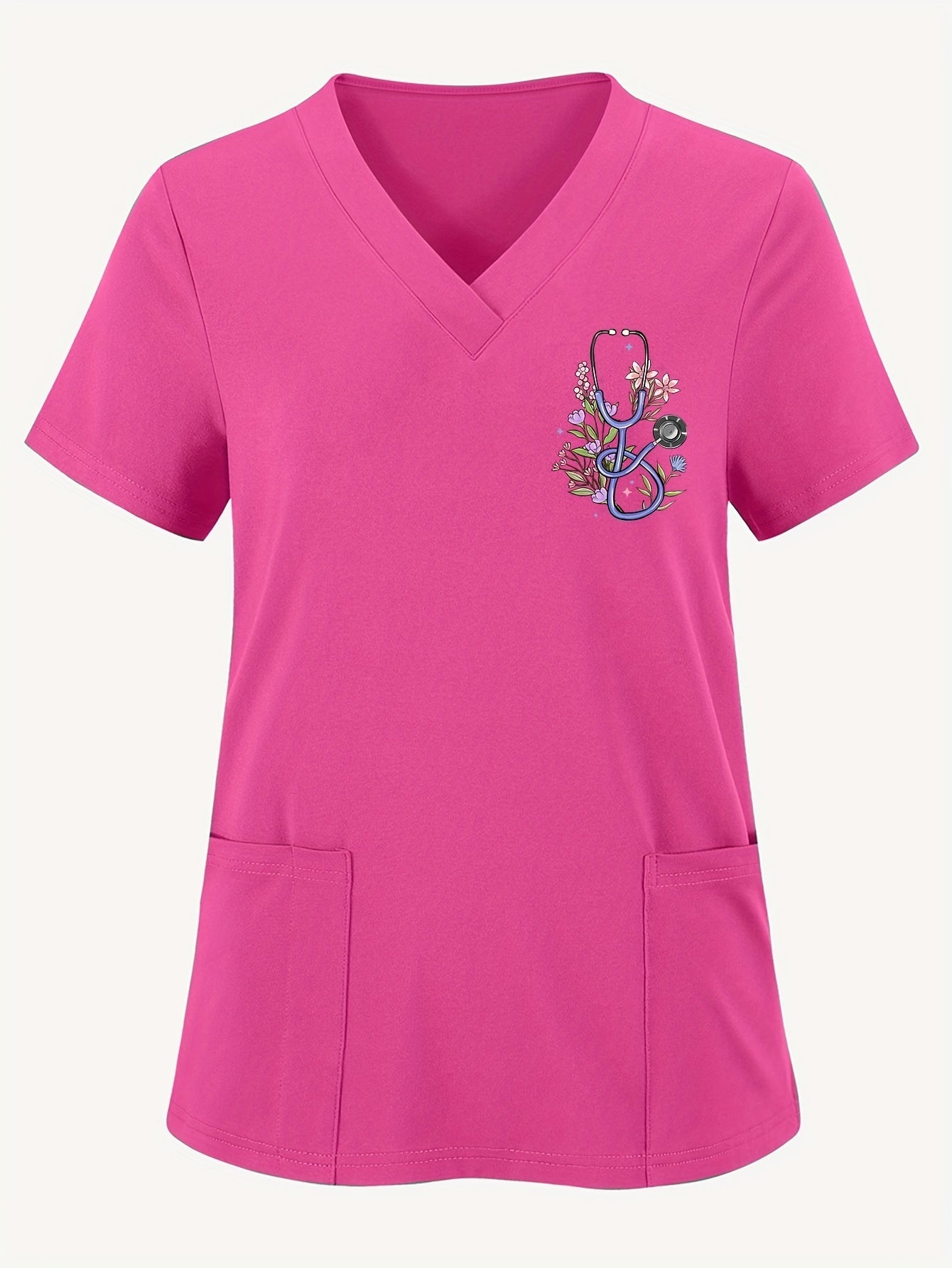 Women's Scrub Top - Floral Print detail view