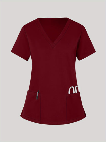 Women's Scrub Top - Solid Color – Black / Navy Color detail view