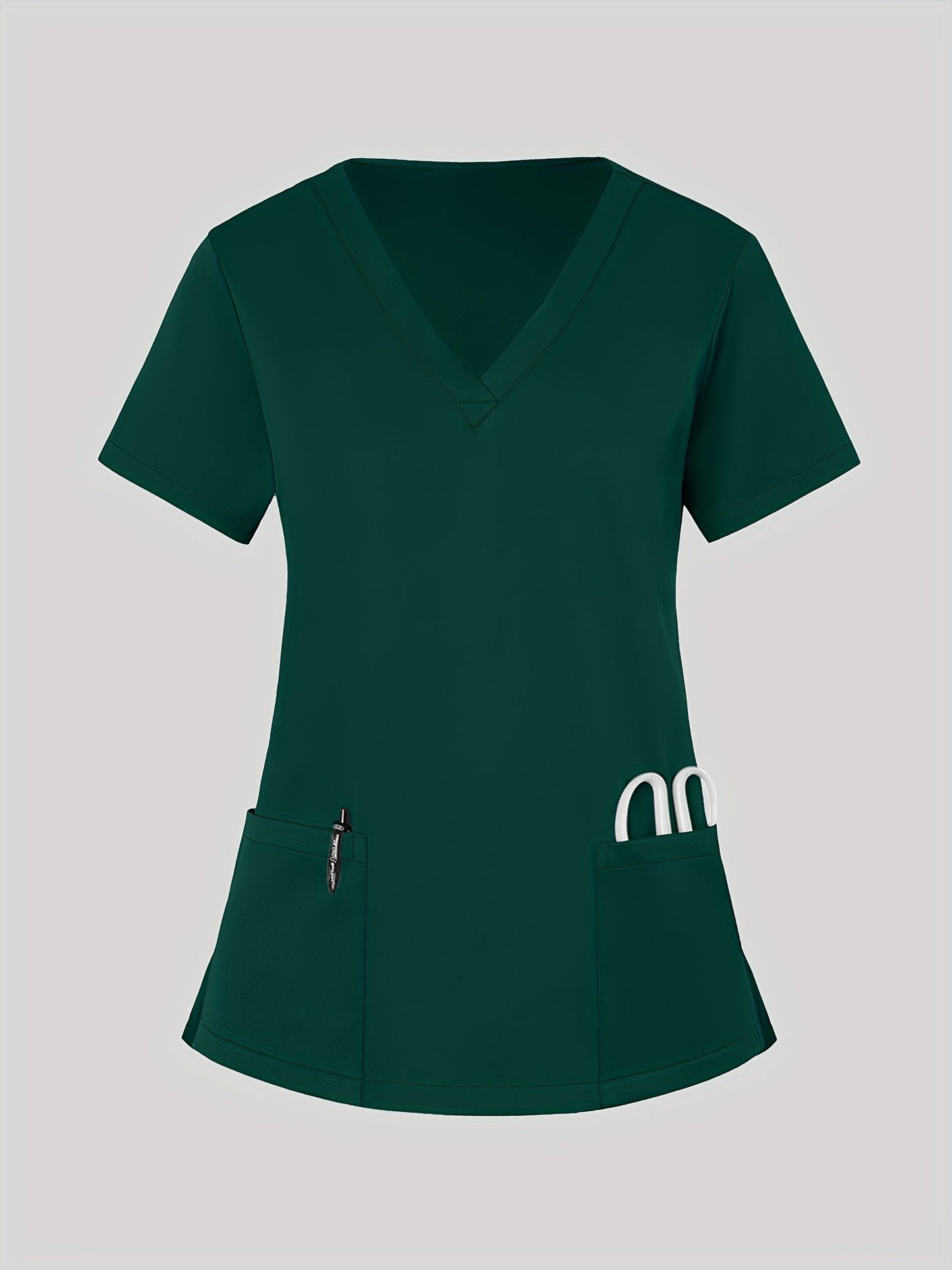 Women's Scrub Top - Solid Color – Black / Navy Color detail view