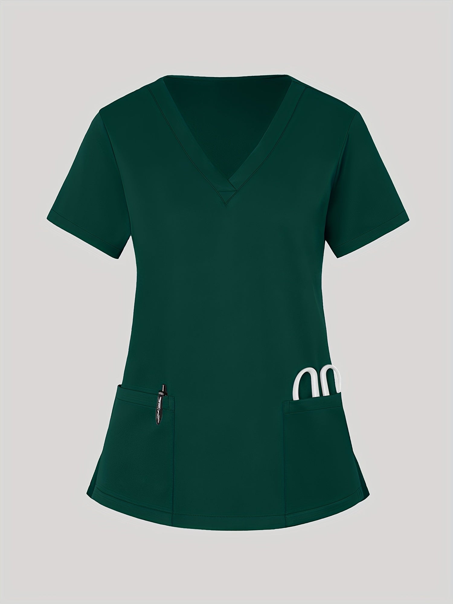 Women's Scrub Top - Solid Color – Black / Navy Color detail view