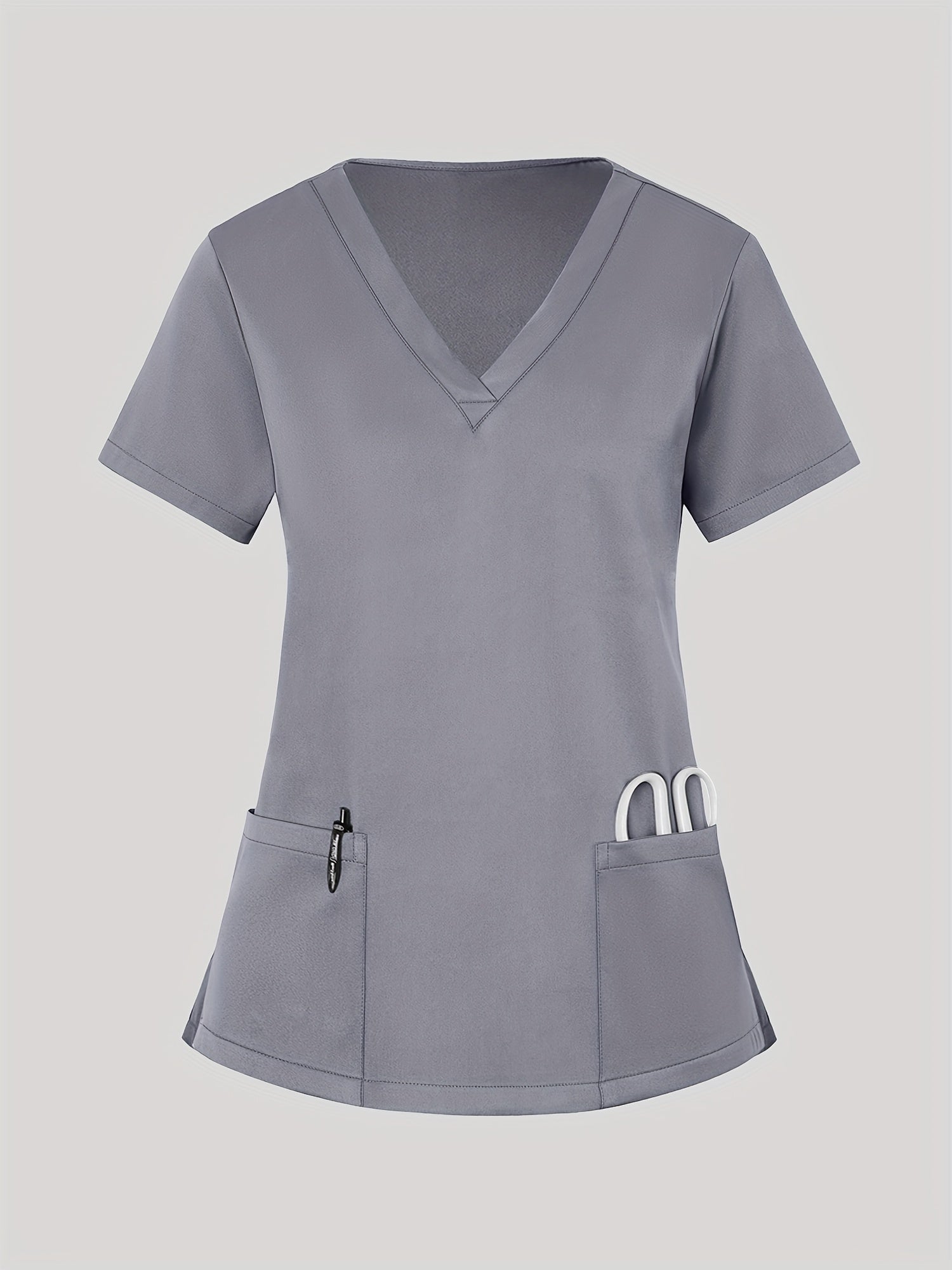 Women's Scrub Top - Solid Color – Black / Navy Color detail view