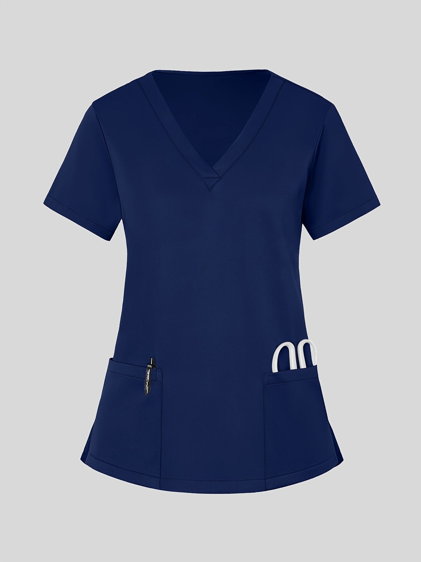 Women's Scrub Top - Solid Color – Black / Navy Color – Black option – view 3