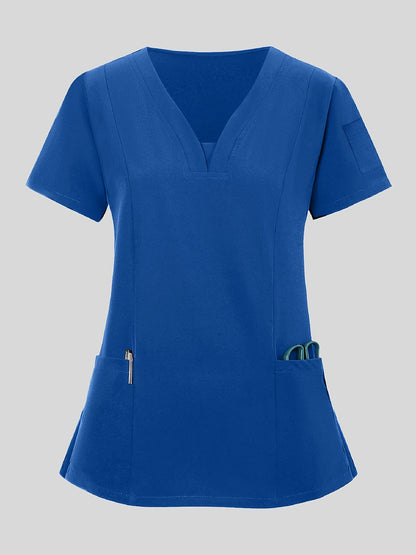 Women's Scrub Top - Solid Color – Blue / Navy Color detail view