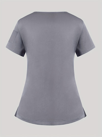 Women's Scrub Top - Solid Color – Blue / Navy Color detail view