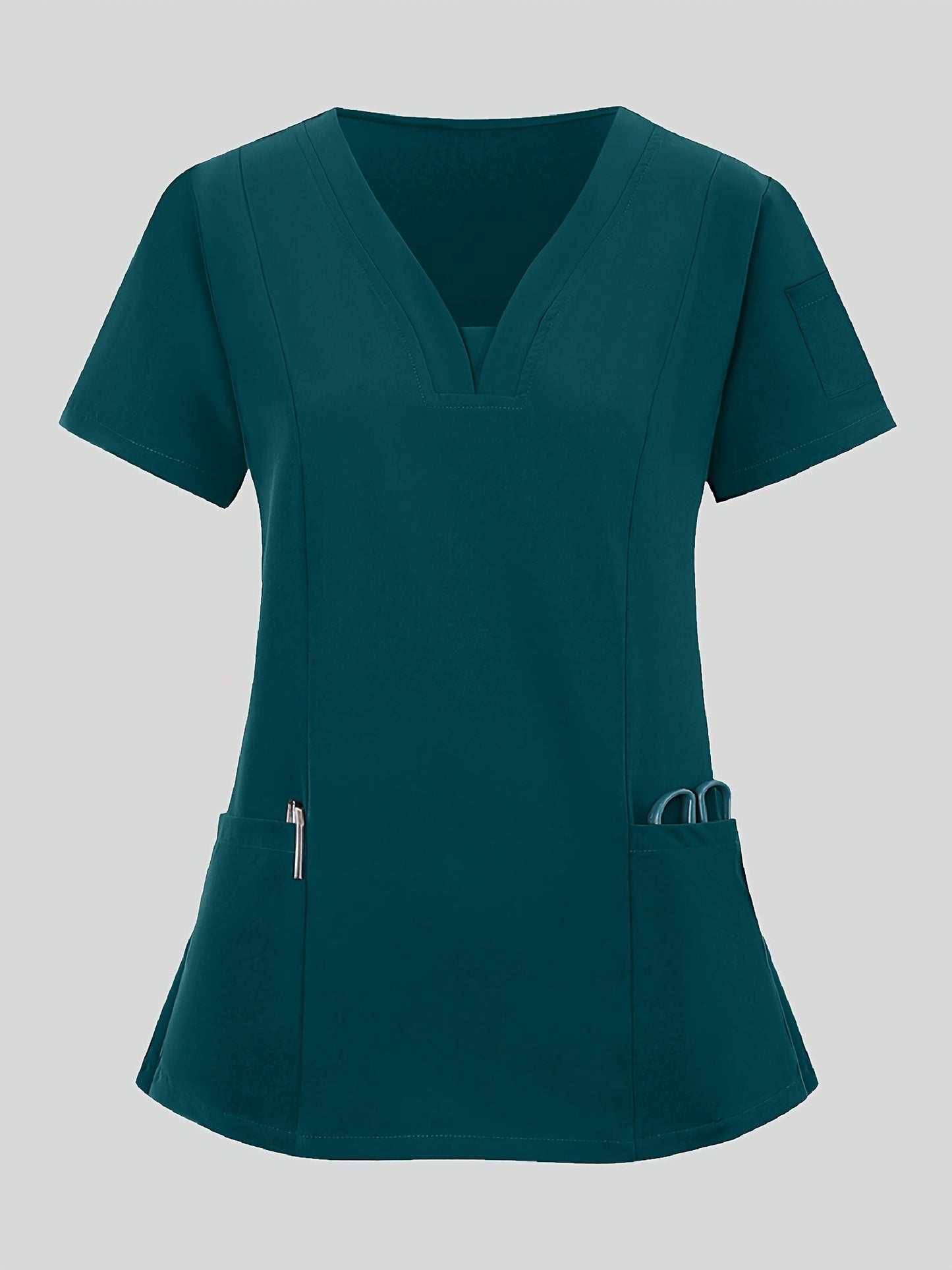 Women's Scrub Top - Solid Color – Blue / Navy Color detail view