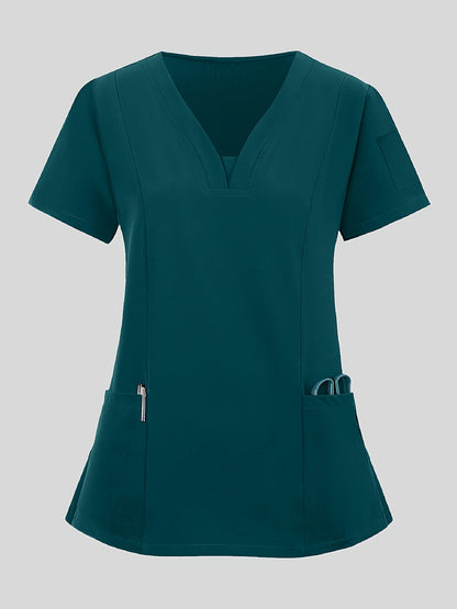 Women's Scrub Top - Solid Color – Blue / Navy Color detail view