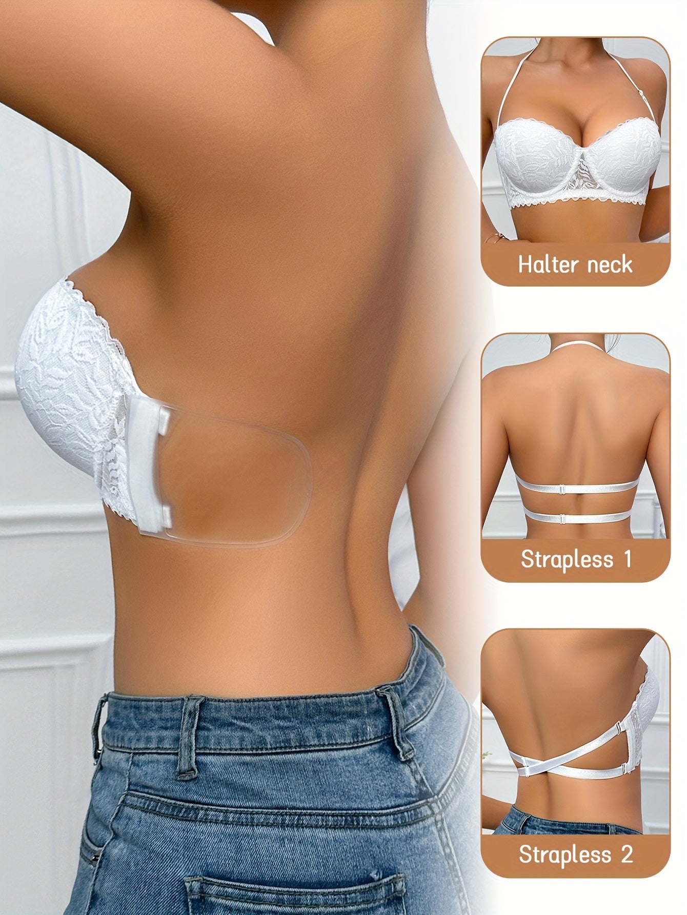 Women’s Seamless Bra - Lace Detail Comfort – White option – main product image