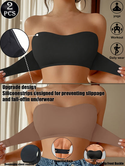 Women's Seamless Bralette - 2-Pack Removable Pads, Everyday Support – view 2