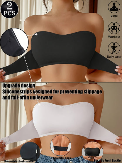 Women's Seamless Bralette - 2-Pack Removable Pads, Everyday Support – view 3