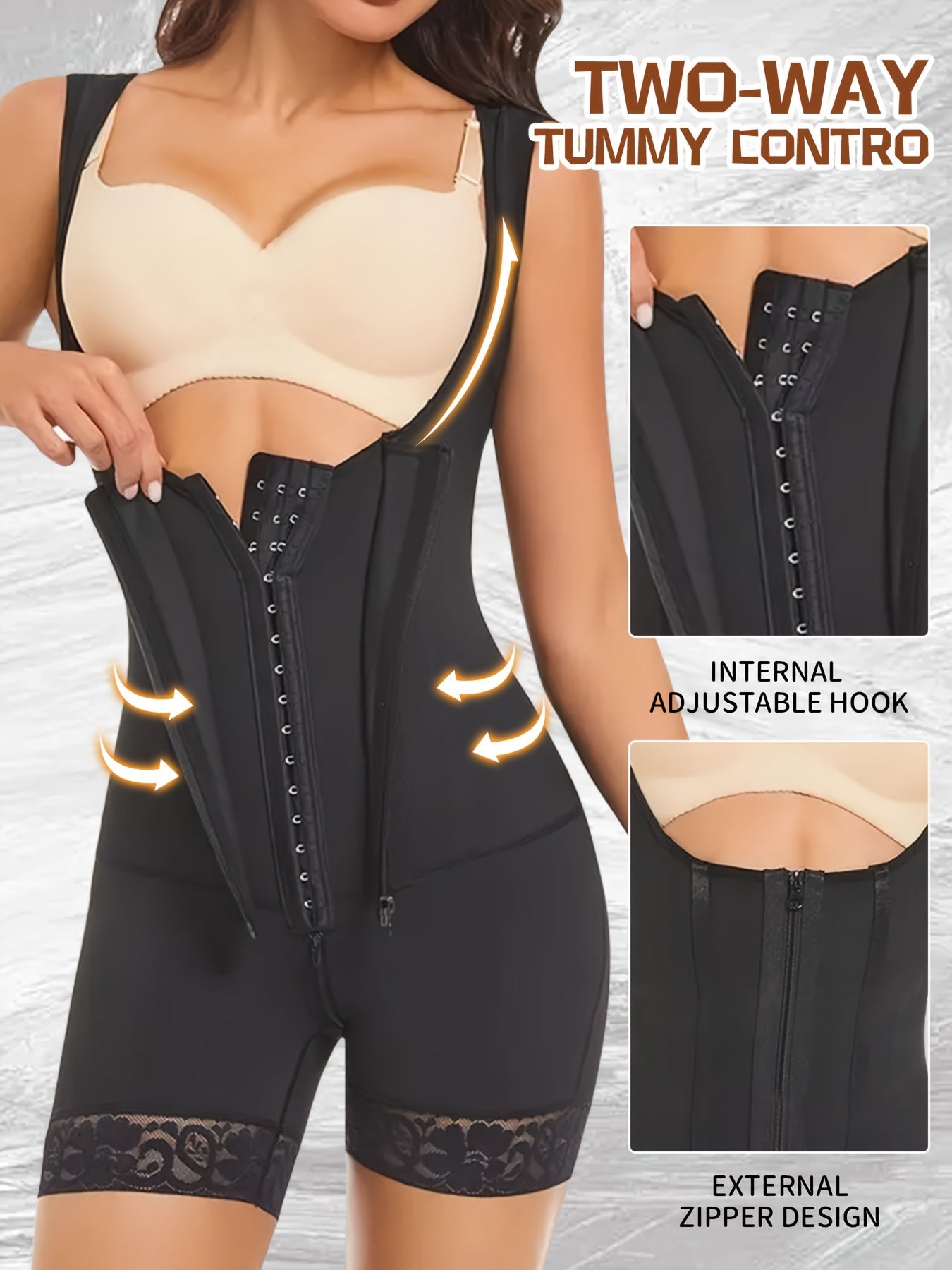 Women's Shapewear Bodysuit – 1pc Women Colombian Shapewear Zipper Closure Bust Open Tummy – view 3