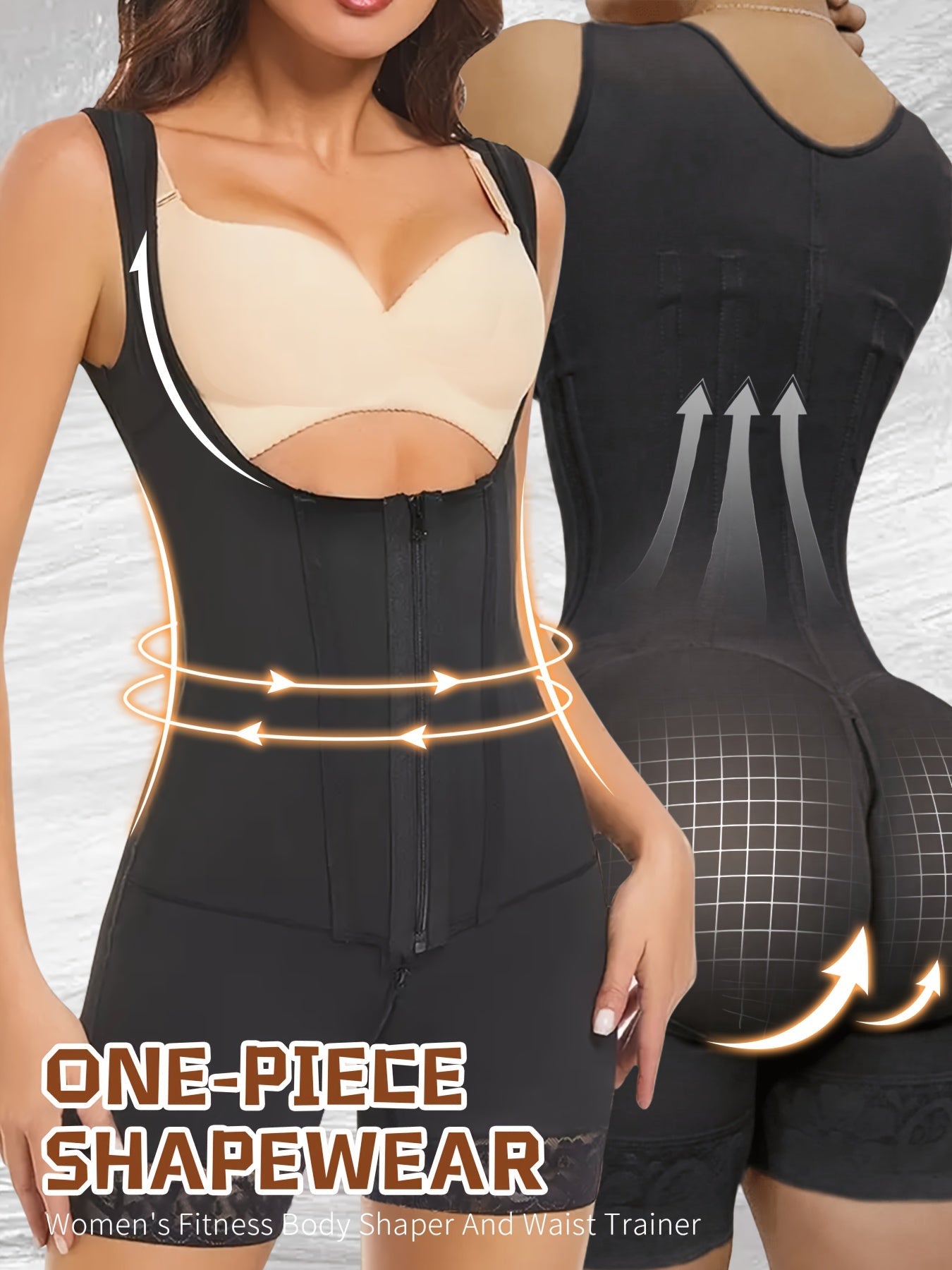 Women's Shapewear Bodysuit – 1pc Women Colombian Shapewear Zipper Closure Bust Open Tummy – view 7