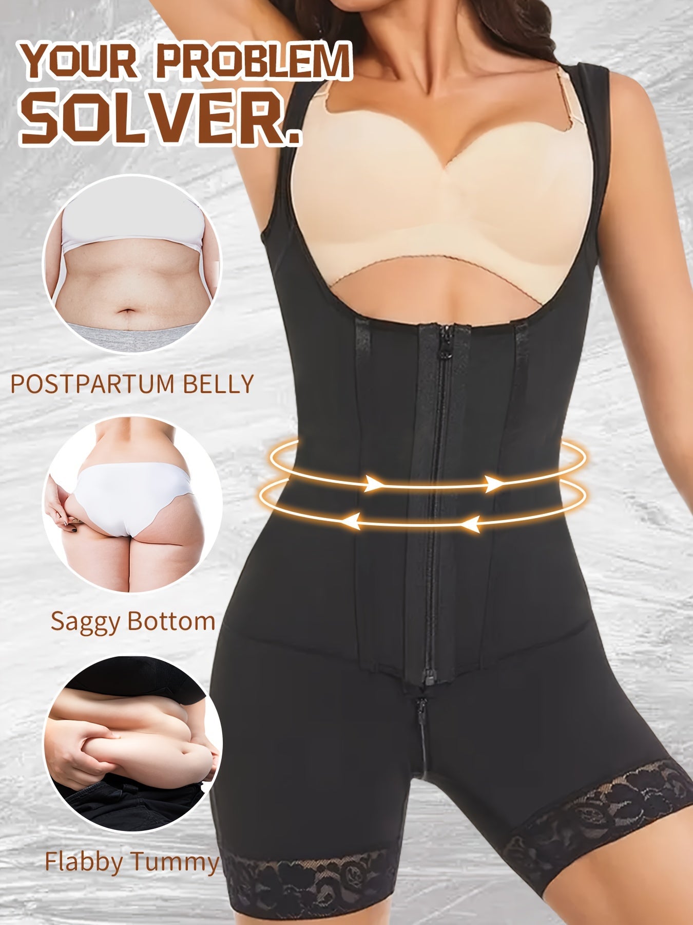 Women's Shapewear Bodysuit – 1pc Women Colombian Shapewear Zipper Closure Bust Open Tummy – view 9
