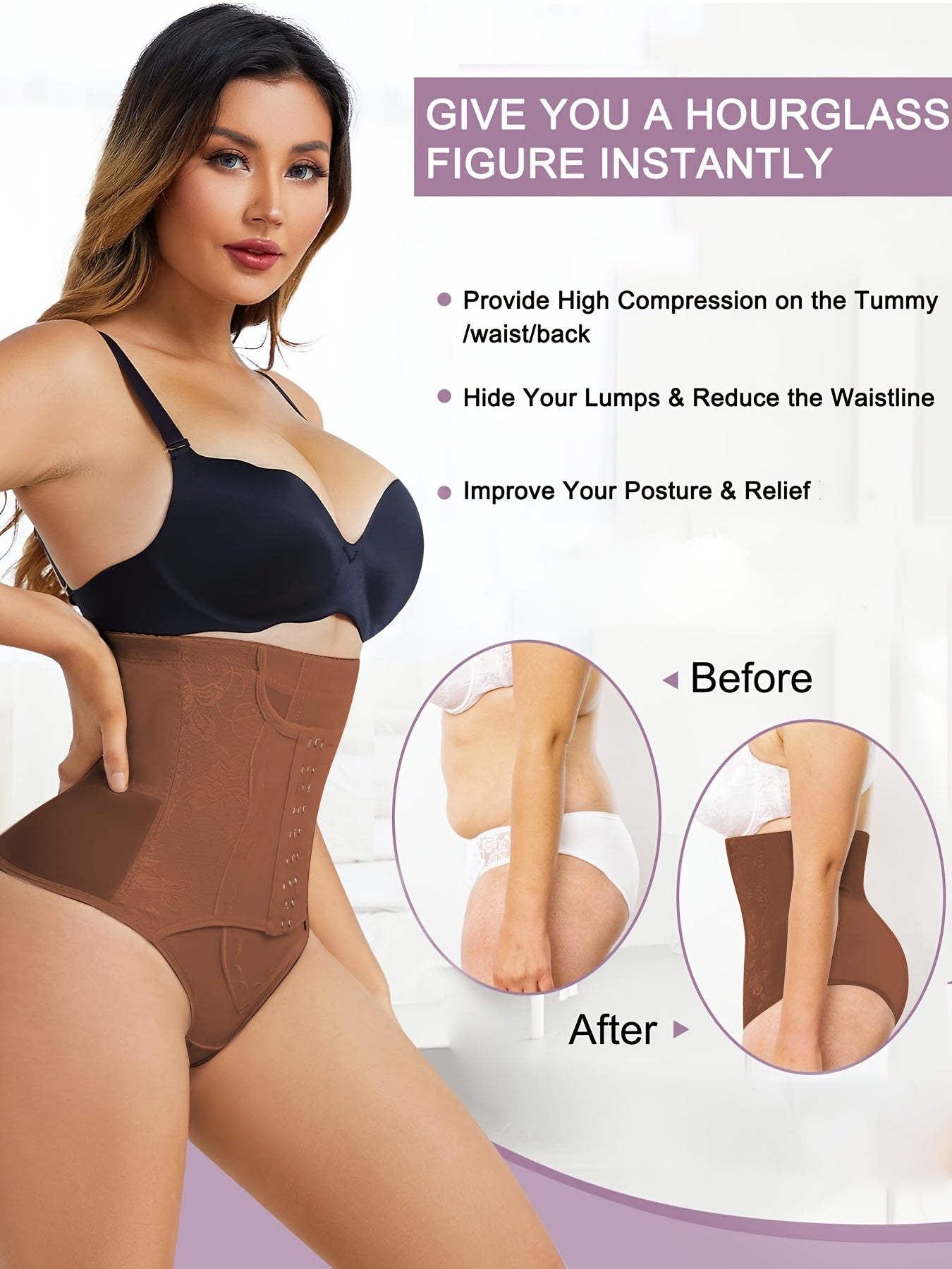 Women's Shapewear Bodysuit – Tummy Control Shapewear With Compression Clasps For Women High – view 12