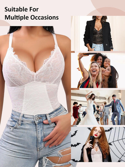 Women's Shapewear Bodysuit - V-Neck detail view