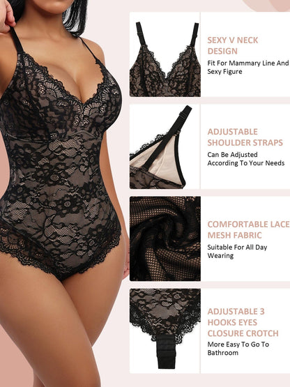 Women's Shapewear Bodysuit - V-Neck detail view