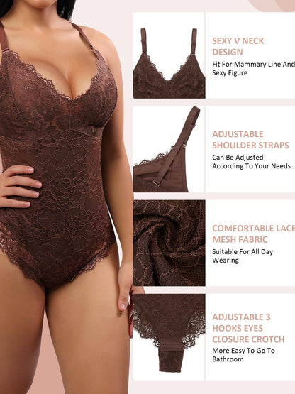 Women's Shapewear Bodysuit - V-Neck detail view