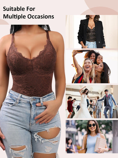 Women's Shapewear Bodysuit - V-Neck detail view