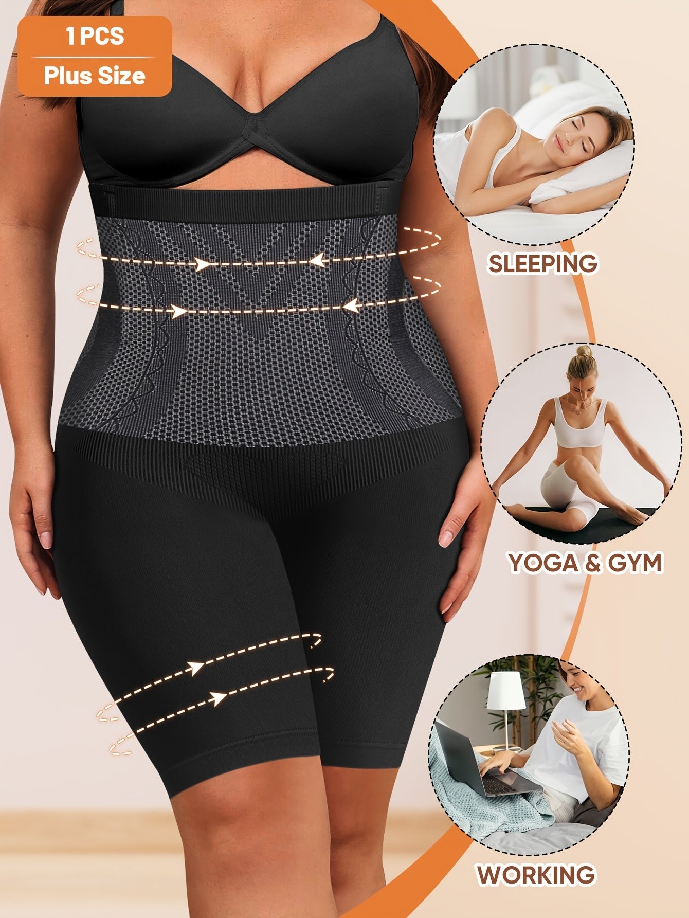 Women's Shapewear Shorts - High-Waist 1 – Black detail view