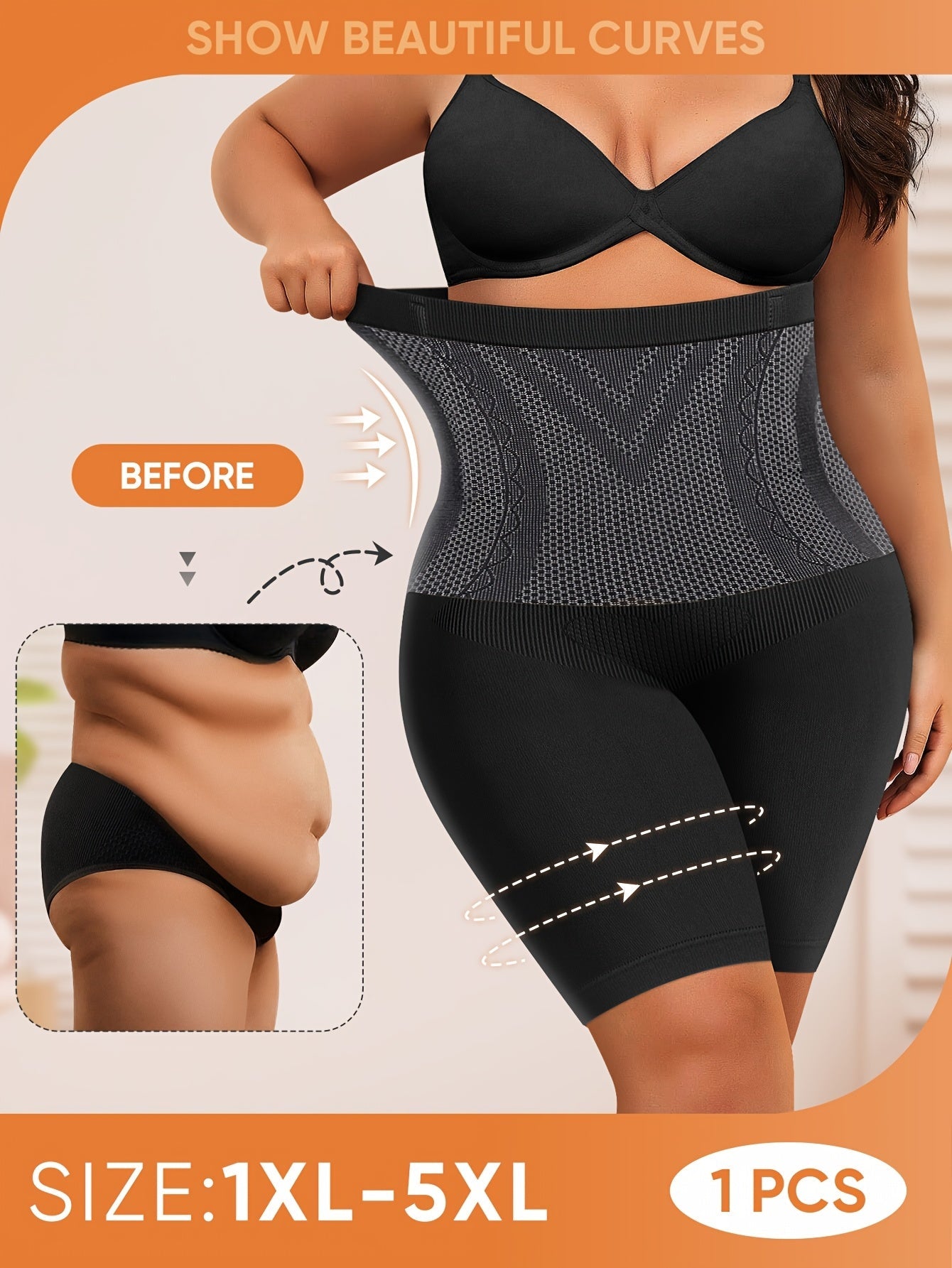 Women's Shapewear Shorts - High-Waist 1 – Black – Black option – main product image