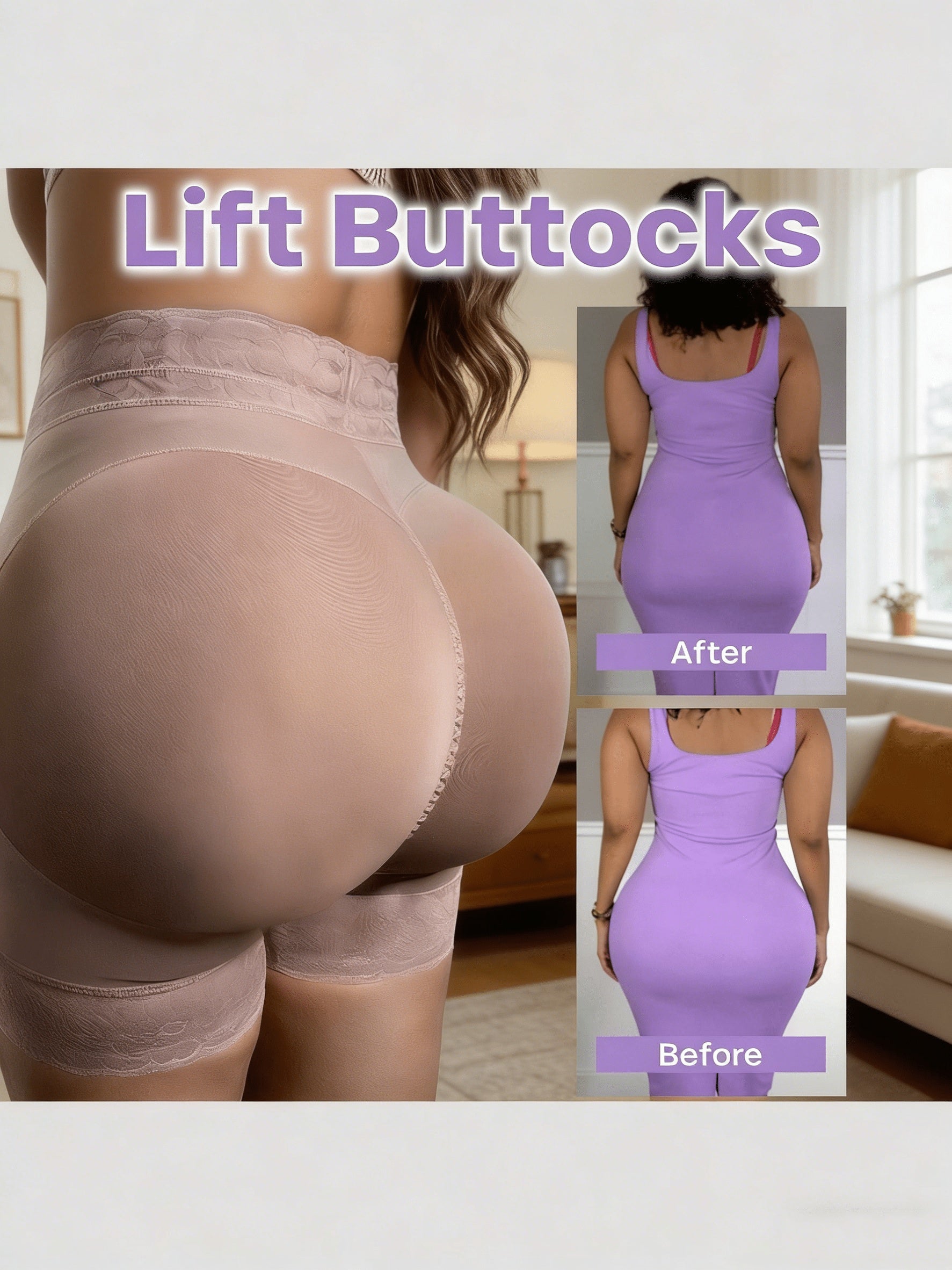Women's Shapewear Shorts - High-Waist – Fuchsia / Purple – view 9