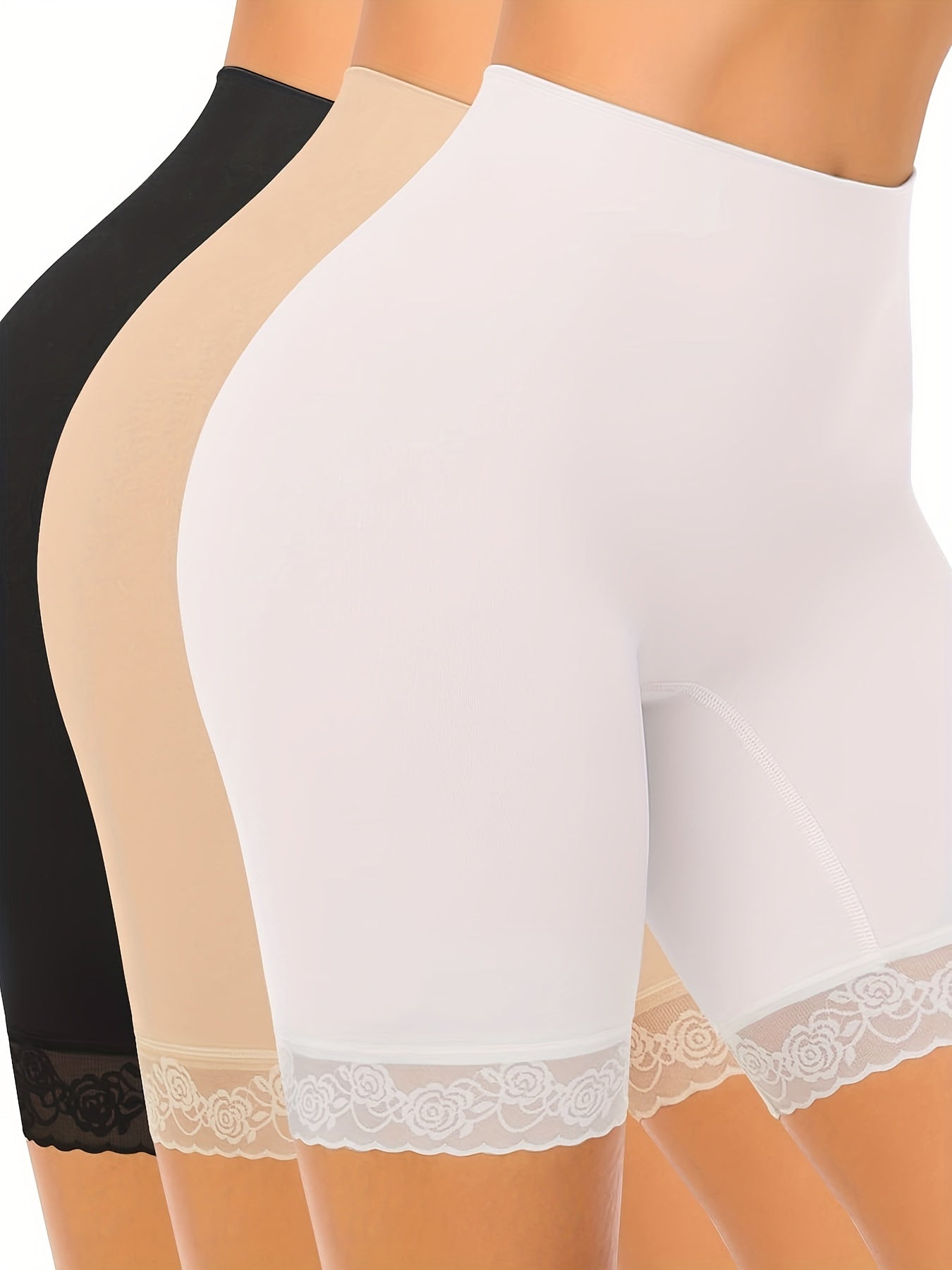 Women's Shapewear Slip - Smoothing Comfort – Mixed Color Lace – view 4