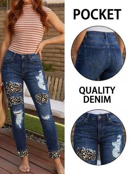 Women's Skinny Jeans - Blue Dark Wash Distressed – Blue option – main product image