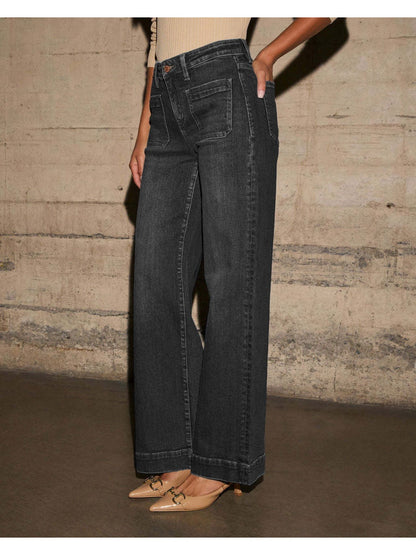 Women's Skinny Jeans - Blue Dark Wash Distressed detail view