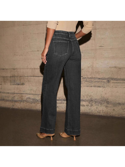 Women's Skinny Jeans - Blue Dark Wash Distressed detail view