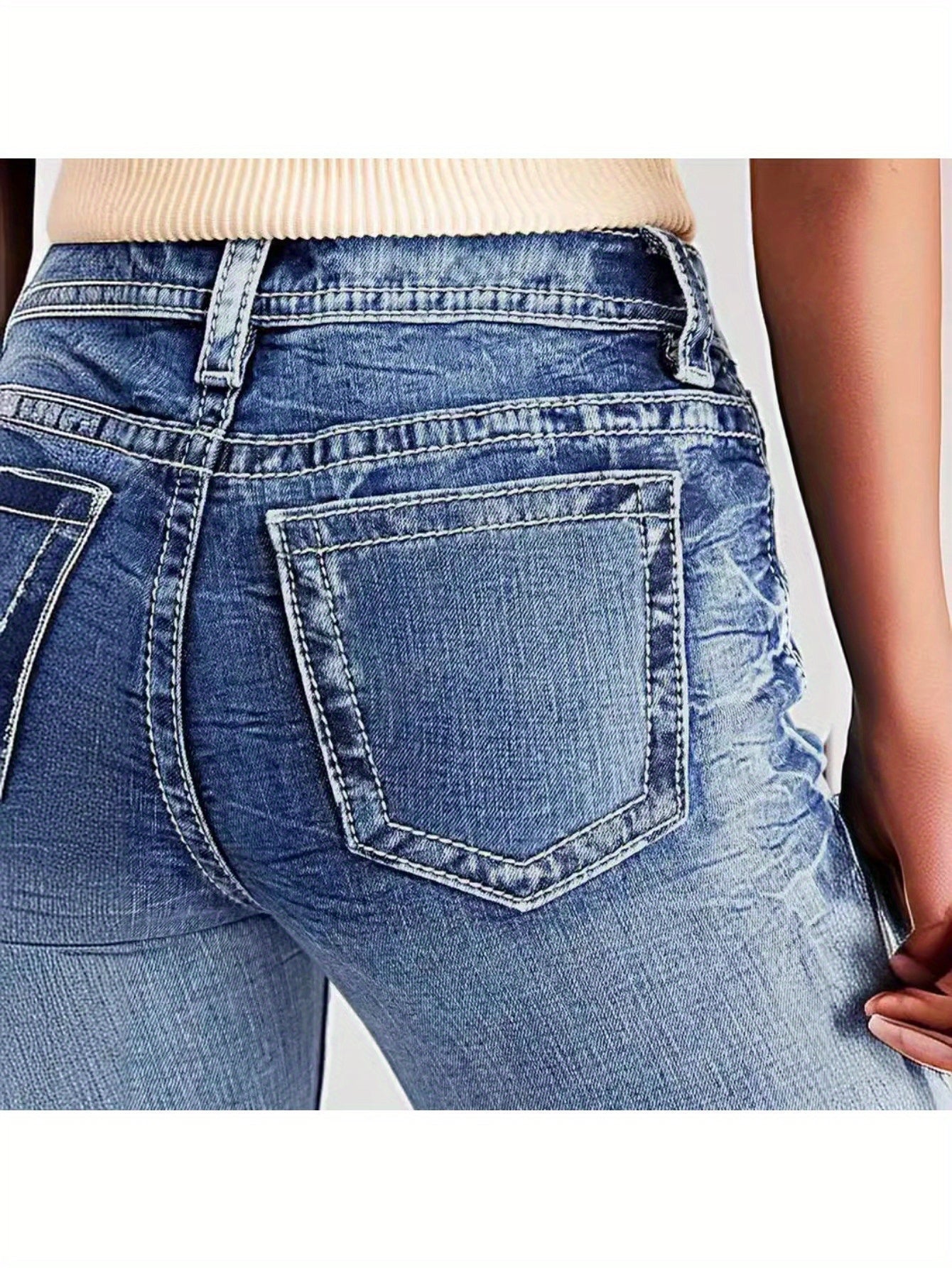 Women's Skinny Jeans - Blue Stretch detail view