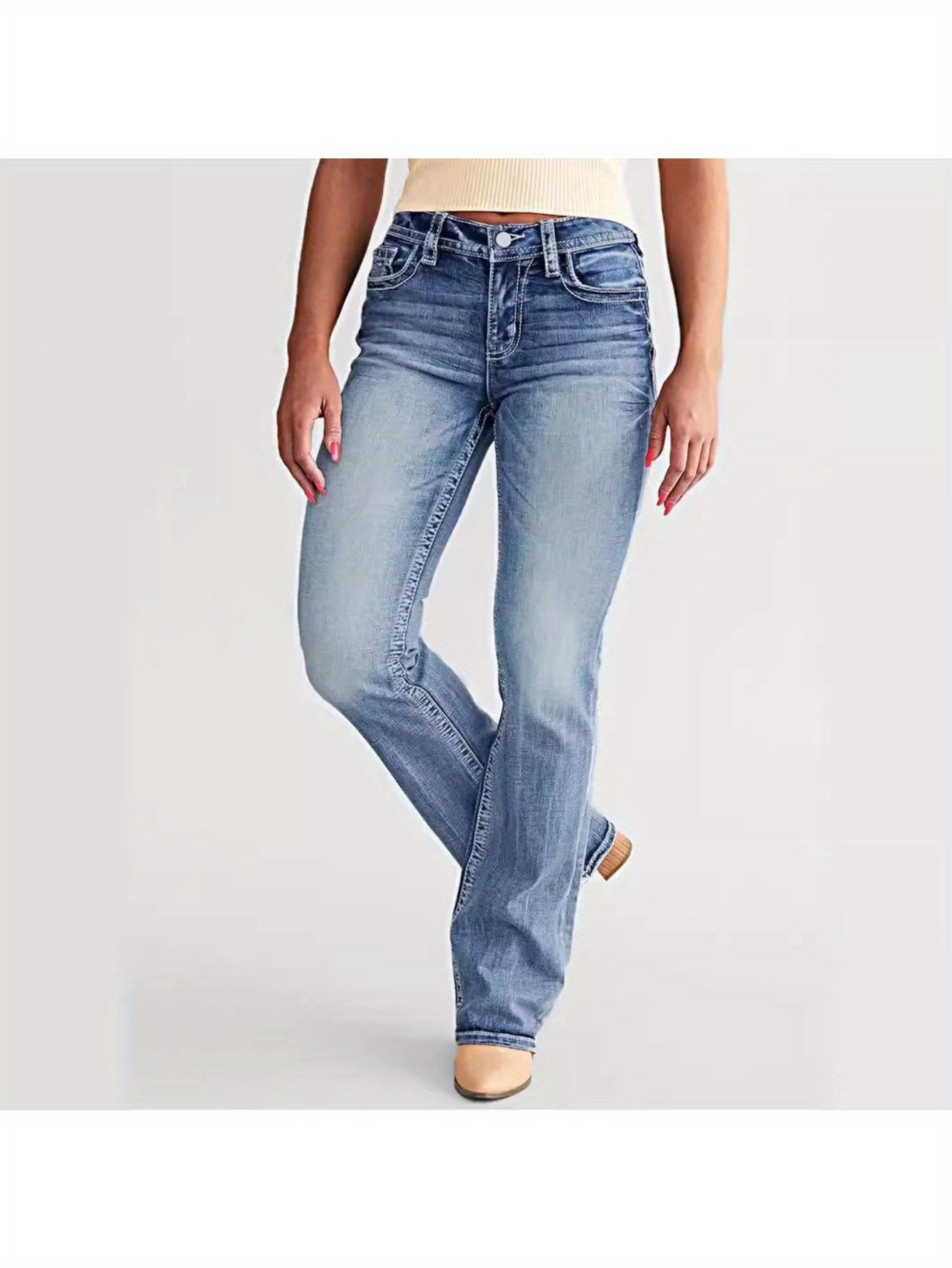 Women's Skinny Jeans - Blue Stretch detail view