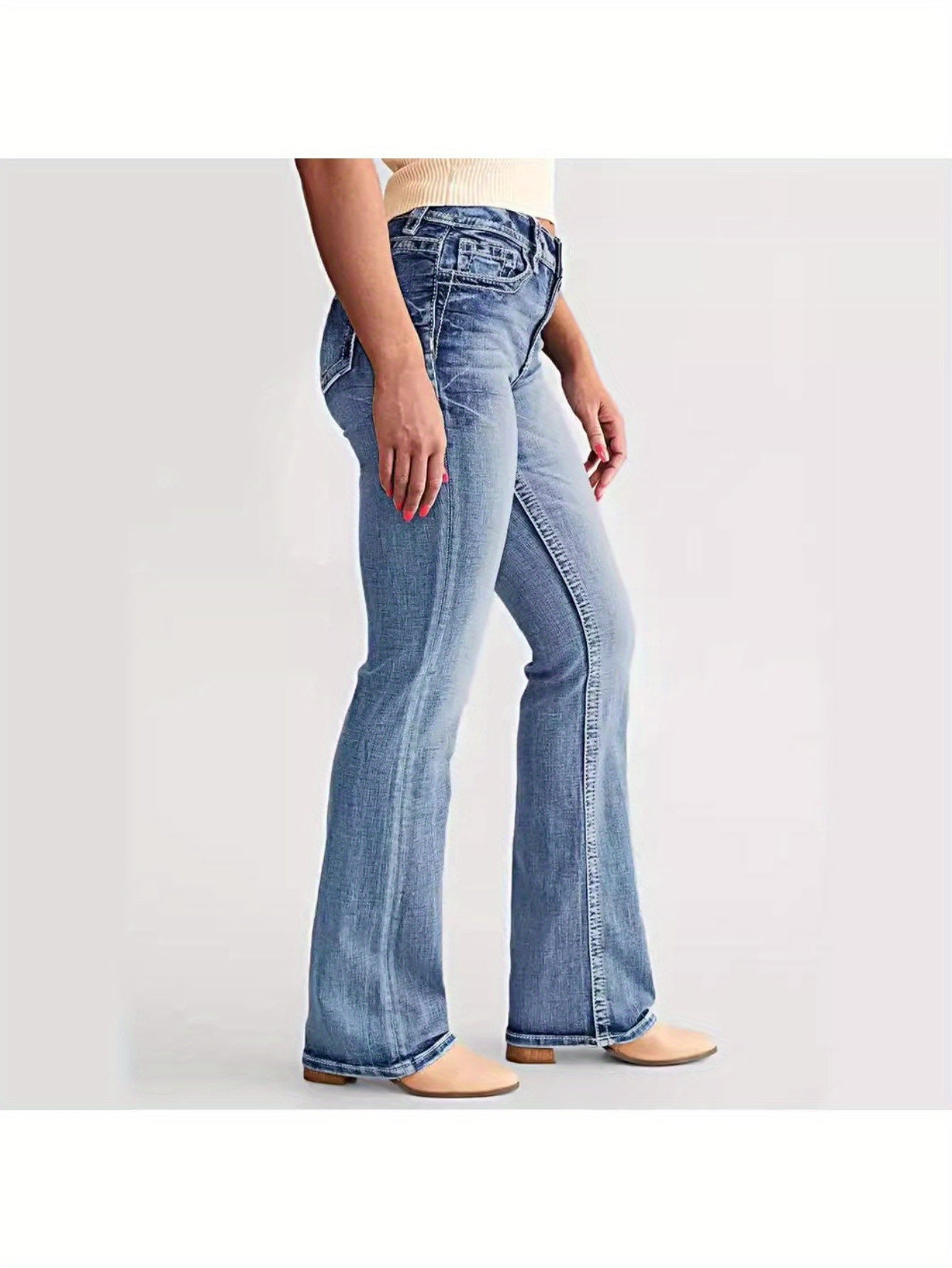Women's Skinny Jeans - Blue Stretch detail view